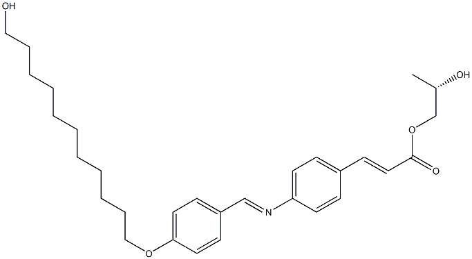 (E)-3-[4-[4-(11-ヒドロキシウンデシル)オキシベンジリデンアミノ]フェニル]プロペン酸(S)-2-ヒドロキシプロピル 化学構造式