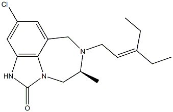 [5S,(+)]-9-クロロ-4,5,6,7-テトラヒドロ-5-メチル-6-(3-エチル-2-ペンテニル)イミダゾ[4,5,1-jk][1,4]ベンゾジアゼピン-2(1H)-オン 化学構造式