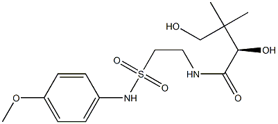 [R,(+)]-2,4-ジヒドロキシ-N-[2-[(p-メトキシフェニル)スルファモイル]エチル]-3,3-ジメチルブチルアミド 化学構造式