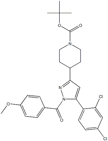 tert-butyl 4-[5-(2,4-dichlorophenyl)-1-(4-methoxybenzoyl)-1H-pyrazol-3-yl]tetrahydro-1(2H)-pyridinecarboxylate 结构式