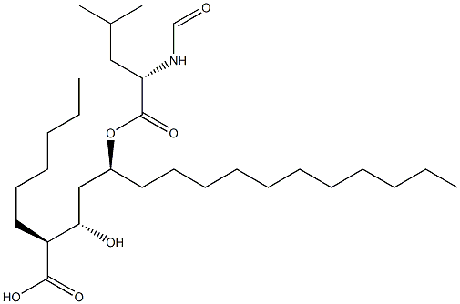(2S,3S,5S)-5-((S)-2-formamido-4-methylpentanoyloxy)-2-hexyl-3-hydroxyhexadecanoic acid Structure