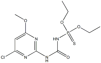 O,O-diethyl [(4-chloro-6-methoxy-2-pyrimidinyl)amino]carbonylamidothiophosphate Structure