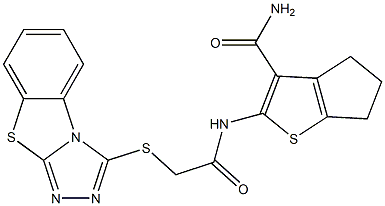 2-{[([1,2,4]triazolo[3,4-b][1,3]benzothiazol-3-ylsulfanyl)acetyl]amino}-5,6-dihydro-4H-cyclopenta[b]thiophene-3-carboxamide