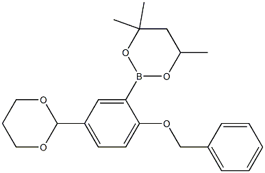 2-[2-Benzyloxy-5-(1,3-dioxan-2-yl)phenyl]-4,4,6-trimethyl-1,3,2-dioxaborinane Structure