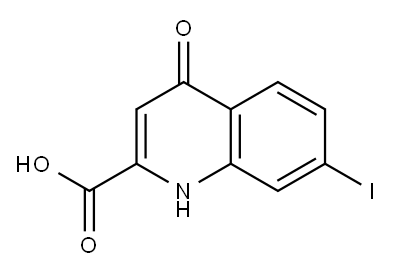 7-ヨード-1,4-ジヒドロ-4-オキソキノリン-2-カルボン酸 化学構造式