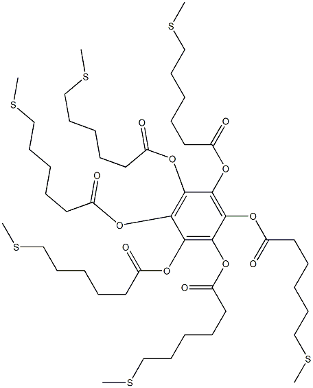 ベンゼンヘキサオールヘキサキス[6-(メチルチオ)ヘキサノアート] 化学構造式