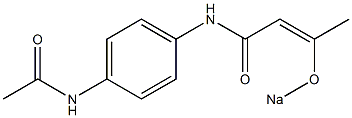N-(4-アセチルアミノフェニル)-3-(ソジオオキシ)クロトンアミド 化学構造式