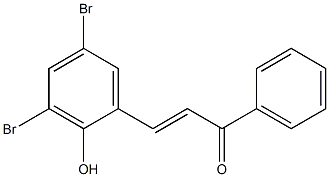 (E)-2-ヒドロキシ-3,5-ジブロモカルコン 化学構造式