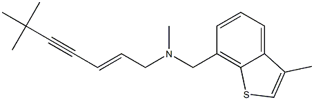 (2E)-6,6,N-トリメチル-N-(3-メチル-1-ベンゾチオフェン-7-イルメチル)-2-ヘプテン-4-イン-1-アミン 化学構造式