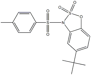 5-tert-ブチル-3-[(4-メチルフェニル)スルホニル]-3H-1,2,3-ベンゾオキサチアゾール2,2-ジオキシド 化学構造式