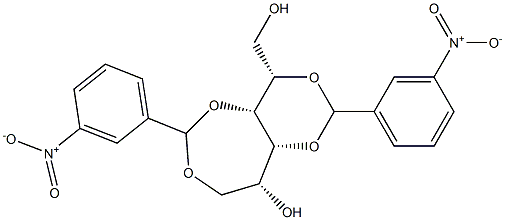 2-O,4-O:3-O,6-O-ビス(3-ニトロベンジリデン)-D-グルシトール 化学構造式