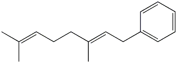 (E)-1-フェニル-3,7-ジメチル-2,6-オクタジエン 化学構造式
