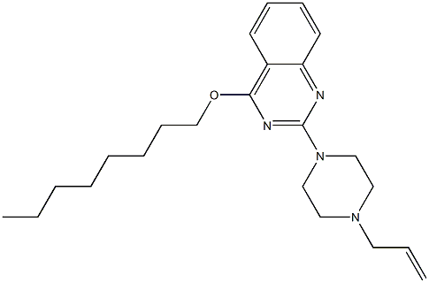4-(オクチルオキシ)-2-[4-(2-プロペニル)ピペラジノ]キナゾリン 化学構造式