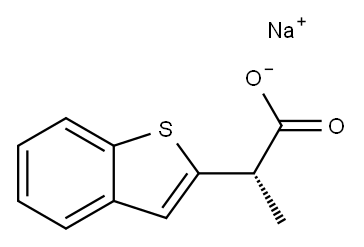 [S,(+)]-2-(ベンゾ[b]チオフェン-2-イル)プロピオン酸ナトリウム 化学構造式