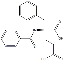 (+)-N-ベンゾイル-2-ベンジル-D-グルタミン酸 化学構造式