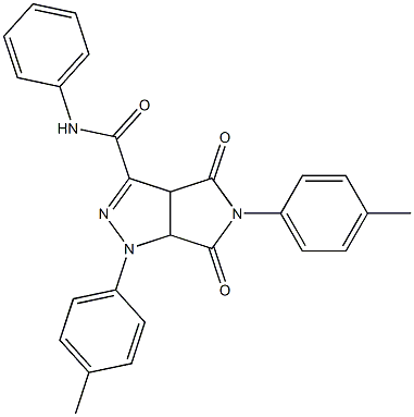 1,3a,4,5,6,6a-ヘキサヒドロ-4,6-ジオキソ-N-フェニル-5-(4-メチルフェニル)-1-(4-メチルフェニル)ピロロ[3,4-c]ピラゾール-3-カルボアミド 化学構造式