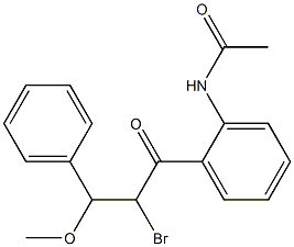 1-[2-(アセチルアミノ)フェニル]-2-ブロモ-3-メトキシ-3-フェニルプロパン-1-オン 化学構造式