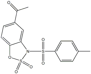 5-アセチル-3-[(4-メチルフェニル)スルホニル]-3H-1,2,3-ベンゾオキサチアゾール2,2-ジオキシド 化学構造式