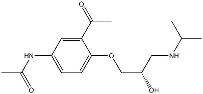 N-[3-アセチル-4-[(S)-2-ヒドロキシ-3-[(1-メチルエチル)アミノ]プロポキシ]フェニル]アセトアミド 化学構造式