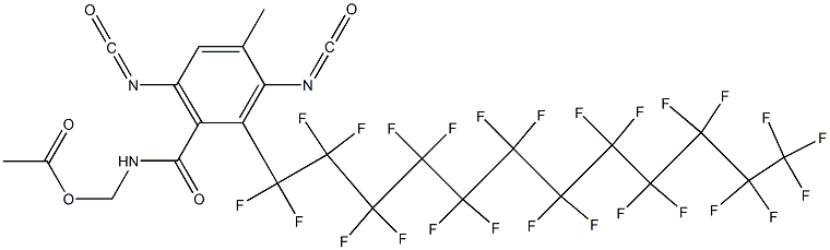 N-(アセチルオキシメチル)-2-(ペンタコサフルオロドデシル)-3,6-ジイソシアナト-4-メチルベンズアミド 化学構造式