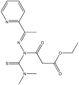 3-オキソ-3-[1-[ジメチルアミノ(チオカルボニル)]-2-[1-(2-ピリジニル)エチリデン]ヒドラジノ]プロパン酸エチル 化学構造式