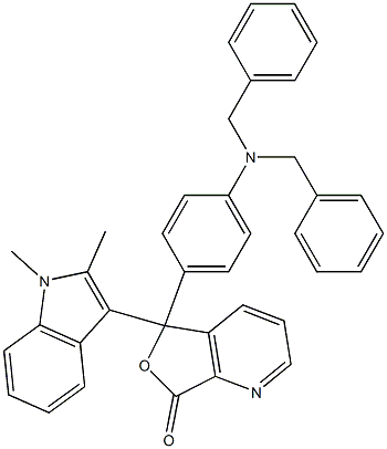 3-[p-(Dibenzylamino)phenyl]-3-(1,2-dimethyl-1H-indol-3-yl)-7-azaphthalide 结构式