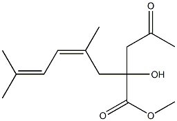 (4Z)-2-ヒドロキシ-4,7-ジメチル-2-(2-オキソプロピル)-4,6-オクタジエン酸メチル 化学構造式