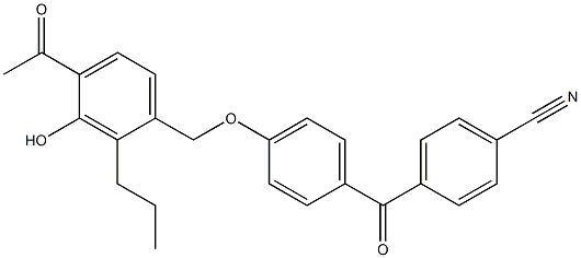 4-[4-(4-アセチル-3-ヒドロキシ-2-プロピルベンジルオキシ)ベンゾイル]ベンゾニトリル 化学構造式