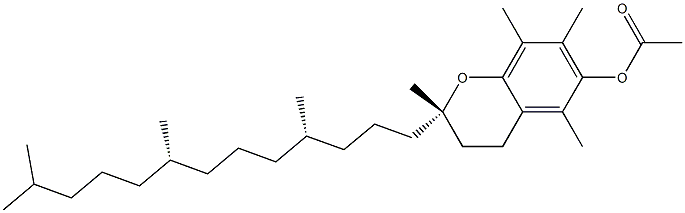 (S)-3,4-ジヒドロ-2,5,7,8-テトラメチル-2-[(4S,8S)-4,8,12-トリメチルトリデシル]-2H-1-ベンゾピラン-6-オールアセタート 化学構造式