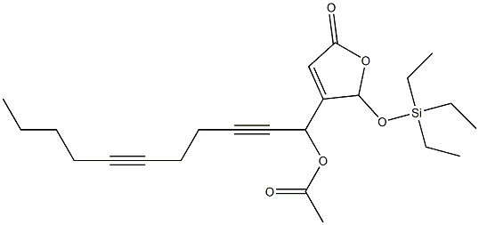 酢酸1-[[2,5-ジヒドロ-5-オキソ-2-(トリエチルシロキシ)フラン]-3-イル]-2,6-ウンデカジイニル 化学構造式