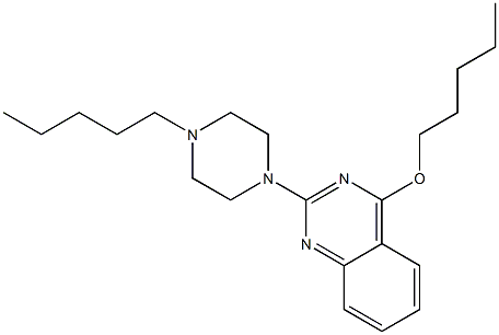 4-(ペンチルオキシ)-2-[4-ペンチルピペラジノ]キナゾリン 化学構造式