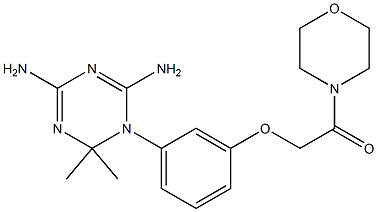 2,4-ジアミノ-6,6-ジメチル-5,6-ジヒドロ-5-[3-[(モルホリノカルボニル)メトキシ]フェニル]-1,3,5-トリアジン 化学構造式