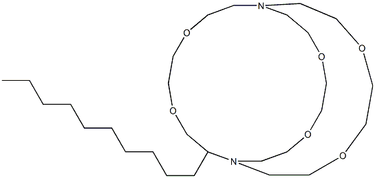 2-デシル-1,10-ジアザ-4,7,13,16,21,24-ヘキサオキサビシクロ[8.8.8]ヘキサコサン 化学構造式