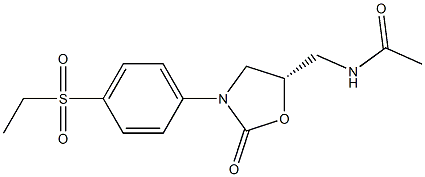 (5S)-5-アセチルアミノメチル-3-(4-エチルスルホニルフェニル)オキサゾリジン-2-オン 化学構造式