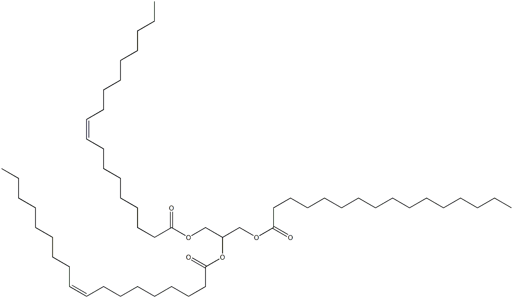 グリセロール1,2-ジオレアート3-パルミタート 化学構造式