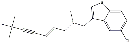 (2E)-6,6,N-トリメチル-N-(5-クロロ-1-ベンゾチオフェン-3-イルメチル)-2-ヘプテン-4-イン-1-アミン 化学構造式