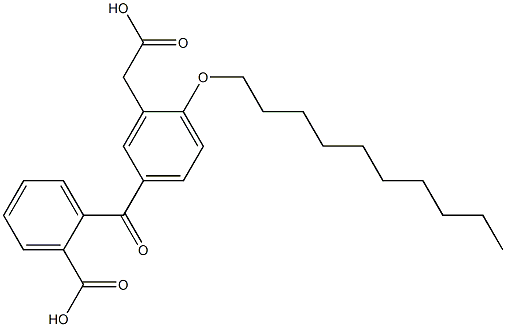 5-(2-カルボキシベンゾイル)-2-(デシルオキシ)ベンゼン酢酸 化学構造式