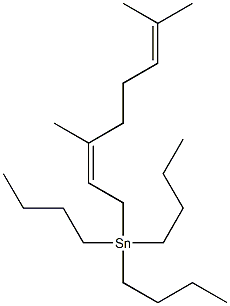 [(2Z)-3,7-ジメチル-2,6-オクタジエニル]トリブチルスタンナン 化学構造式