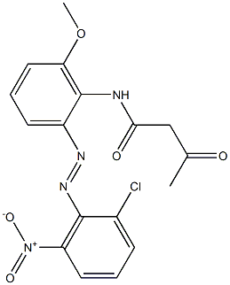 2-アセチル-2'-(2-クロロ-6-ニトロフェニルアゾ)-6'-メトキシアセトアニリド 化学構造式