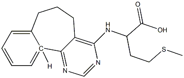 (R)-2-[[(6,7-ジヒドロ-5H-ベンゾ[6,7]シクロヘプタ[1,2-d]ピリミジン)-4-イル]アミノ]-4-(メチルチオ)酪酸 化学構造式