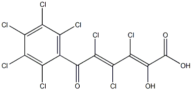 (2E,4E)-2-Hydroxy-3,4,5-trichloro-6-oxo-6-(2,3,4,5,6-pentachlorophenyl)-2,4-hexadienoic acid Struktur