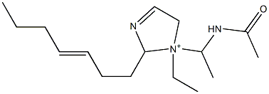 1-[1-(アセチルアミノ)エチル]-1-エチル-2-(3-ヘプテニル)-3-イミダゾリン-1-イウム 化学構造式