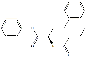 [R,(+)]-2-ブチリルアミノ-4,N-ジフェニルブチルアミド 化学構造式