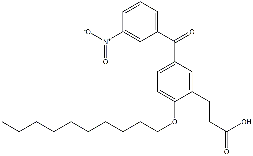 2-(デシルオキシ)-5-[3-ニトロベンゾイル]ベンゼンプロパン酸 化学構造式
