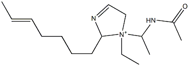 1-[1-(アセチルアミノ)エチル]-1-エチル-2-(5-ヘプテニル)-3-イミダゾリン-1-イウム 化学構造式