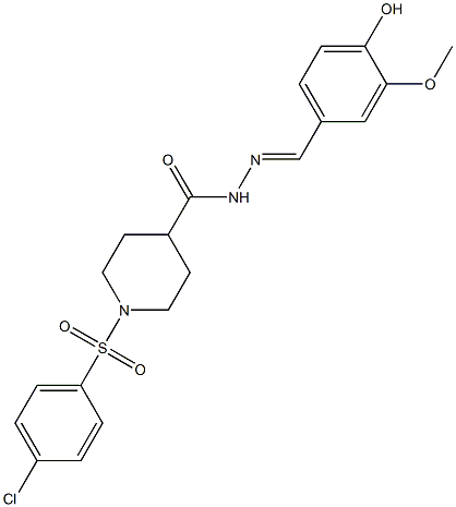 1-[(4-chlorophenyl)sulfonyl]-N'-[(E)-(4-hydroxy-3-methoxyphenyl)methylidene]-4-piperidinecarbohydrazide