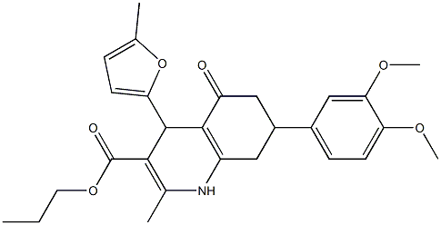 propyl 7-[3,4-bis(methyloxy)phenyl]-2-methyl-4-(5-methylfuran-2-yl)-5-oxo-1,4,5,6,7,8-hexahydroquinoline-3-carboxylate Structure