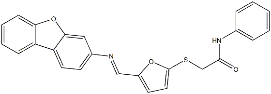 2-({5-[(dibenzo[b,d]furan-3-ylimino)methyl]-2-furyl}sulfanyl)-N-phenylacetamide