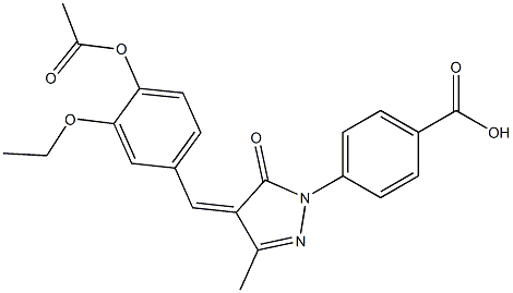 4-{4-[4-(acetyloxy)-3-ethoxybenzylidene]-3-methyl-5-oxo-4,5-dihydro-1H-pyrazol-1-yl}benzoic acid 结构式