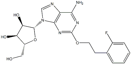 2-[2-(2-フルオロフェニル)エトキシ]アデノシン 化学構造式